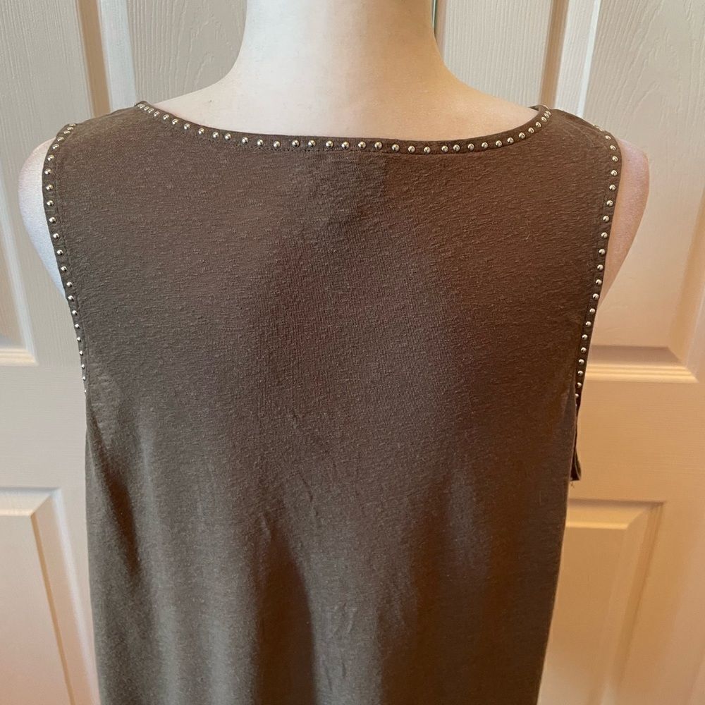 OLIVE DRAB GREEN TANK TOP WITH SILVER RIVET TRIM SIZE XXL - Picture 7 of 8